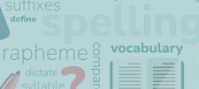 words denoting vocabulary on a green background