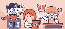 cartoon characters reading books