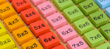 List of multiplication exampls of different coloured squares