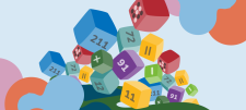 Coloured blocks with numbers graphic illustration
