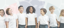 primary children in front of images