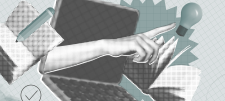 graphic of hand in laptop
