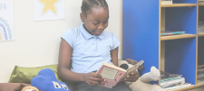 Term Times - summer 2025: Reading Fluency training for DfE English Hubs Girl in blue uniform, reading
