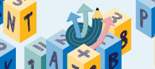Illustration of cubes and pencil